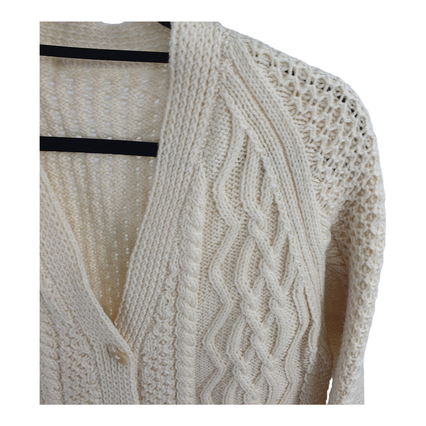 Handmade knitted Aran Cream Knit  Cardigan - M/L 46"