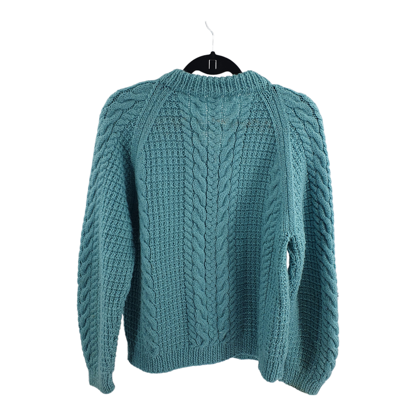 Handmade knitted cable knit Teal Cardigan - S/M 42"