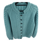 Handmade knitted cable knit Teal Cardigan - S/M 42"