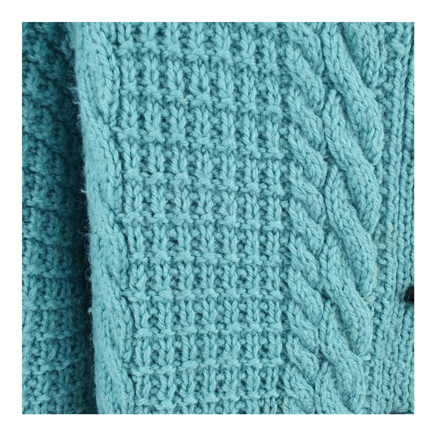 Handmade knitted cable knit Teal Cardigan - S/M 42"