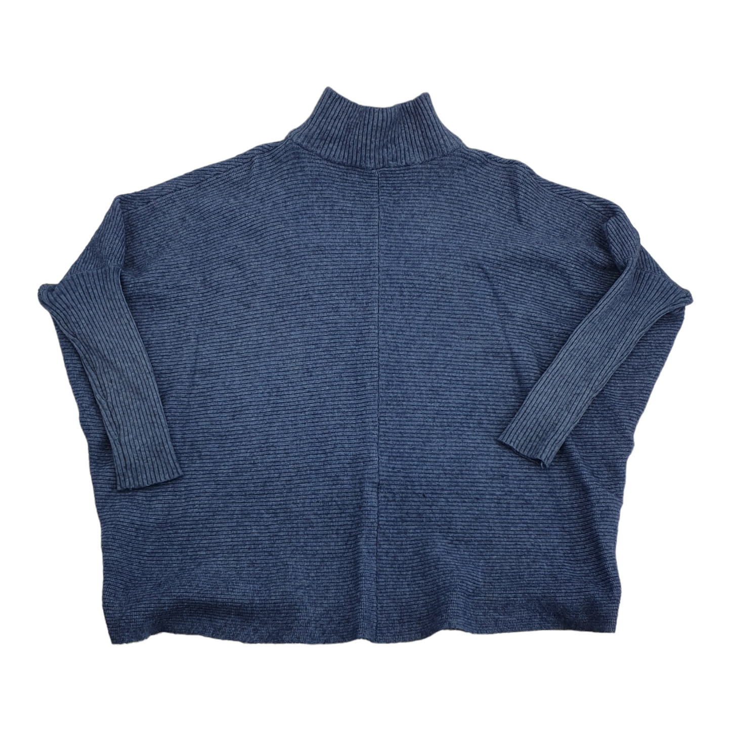 Preloved Cropped Knitted Sweater - Turtle Neck - Medium - Blue Jumper