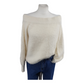 White Fluffy Crop Off Shoulder Knit - UK 12 Medium