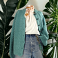 Handmade knitted cable knit Teal Cardigan - S/M 42"