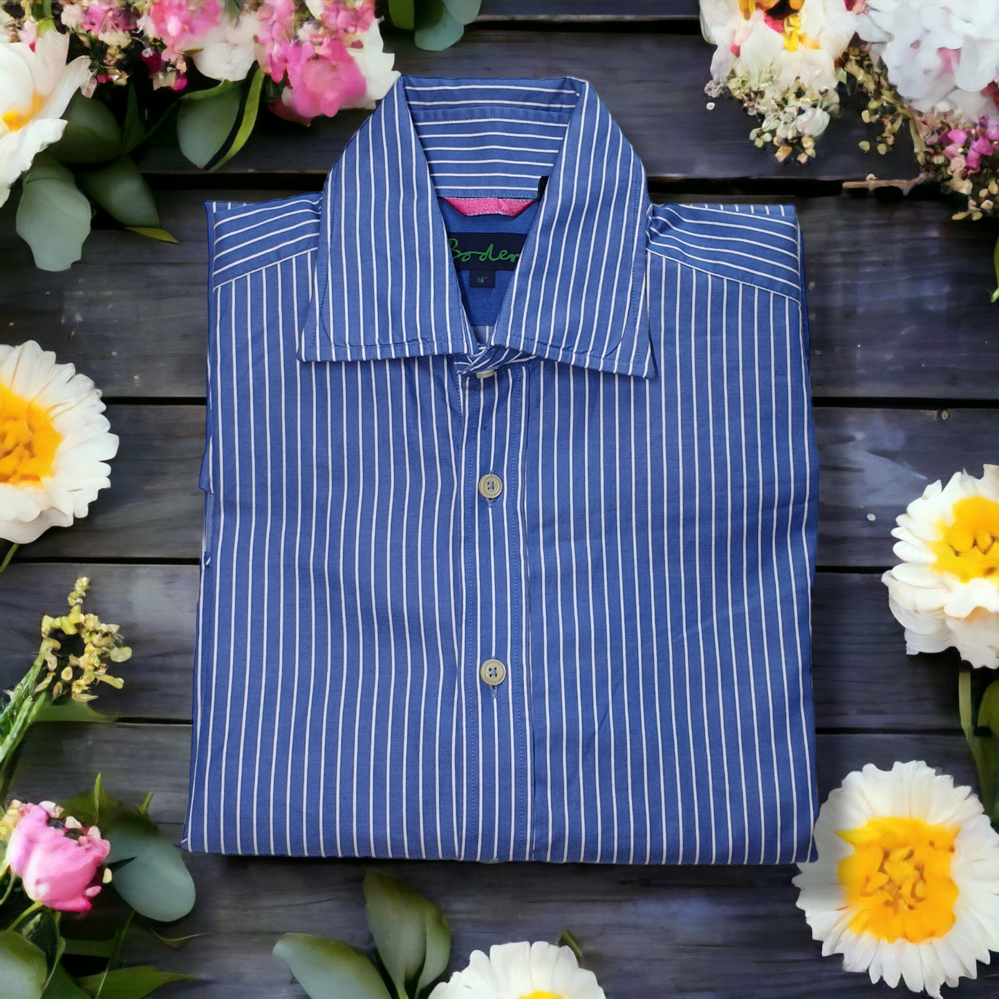 Preloved - Boden - Classic Blue & White Stripe Shirt - 100% cotton - XL