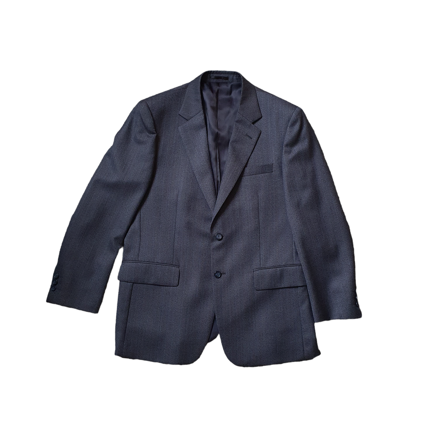 Grey Pinstripe Suit 2 Piece Single Breasted Chest 40" 50% Wool Preloved Brook Taverner Reid & Taylor