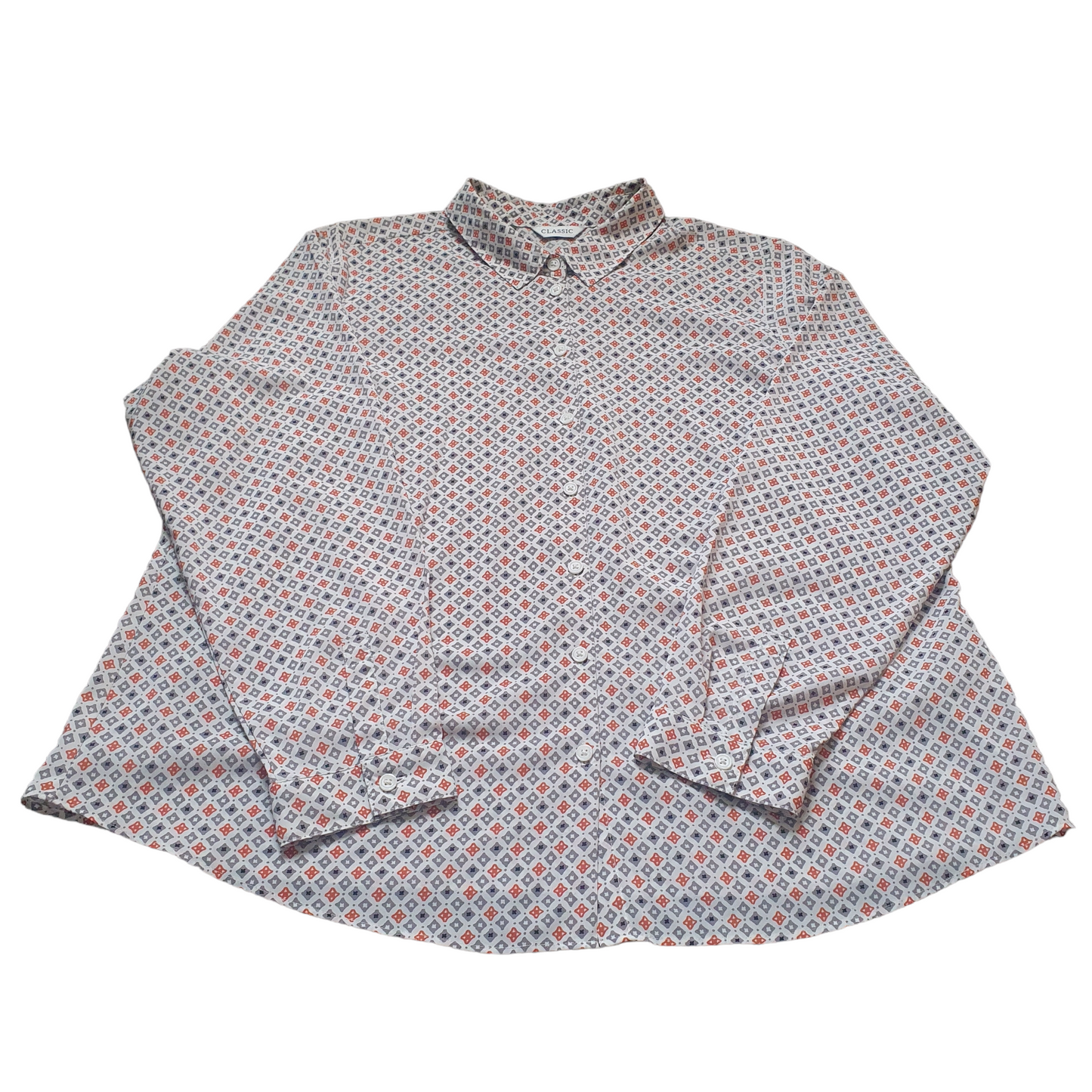 Vintage Blouse Orange Grey Print 60s 70s Style UK20 M&S 'Classic'
