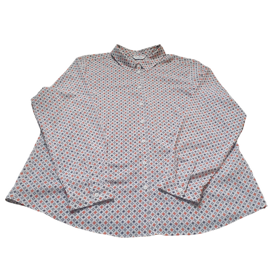 Vintage Blouse Orange Grey Print 60s 70s Style UK20 M&S 'Classic'